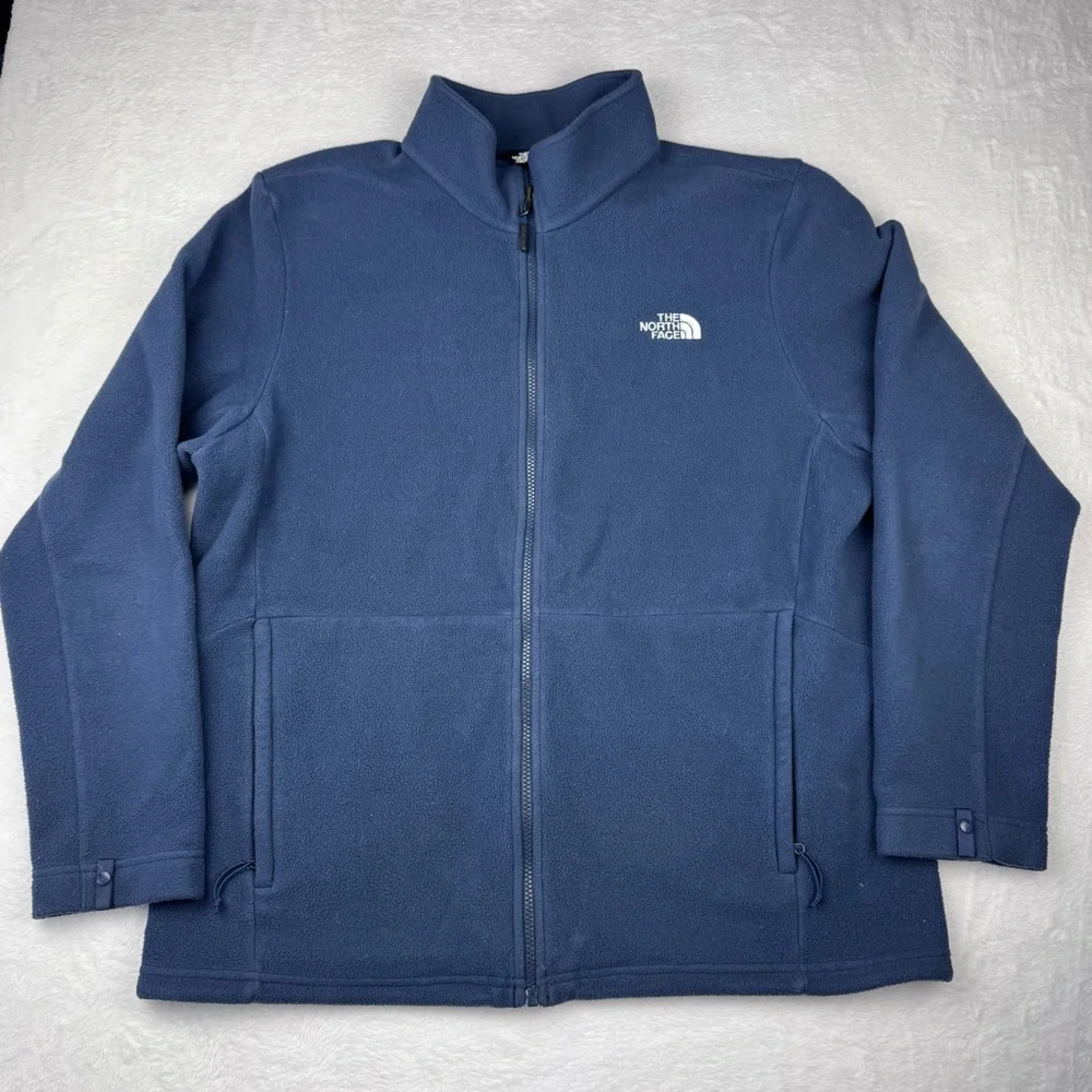 The North Face Men's Full-Zip Fleece jacket in navy blue. Size XL. Front pockets